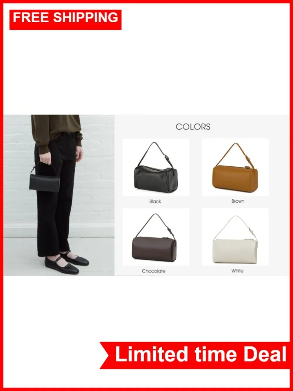 Premium Full-Grained Leather Crossbody Hobo Bag with Adjustable Strap